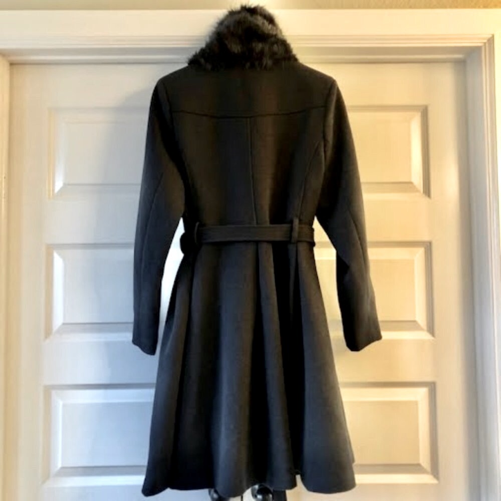 NWT CITY CHIC Blushing Belle Navy Belted Coat Removable Fur Collar 14 MSRP $198 - Picture 6 of 8